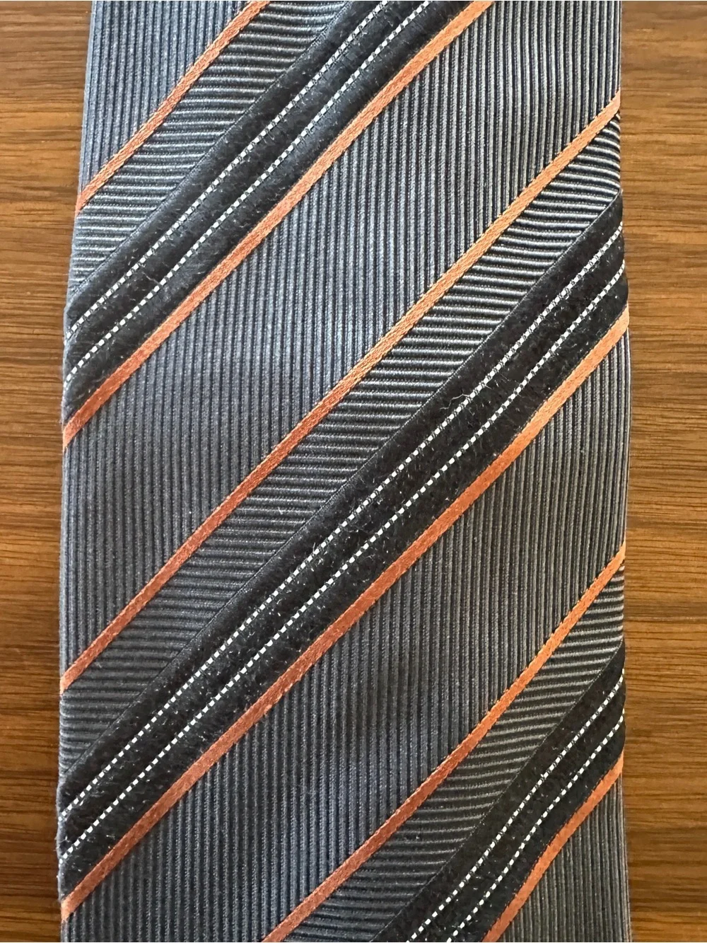Tino Cosma Gray & Brown Striped Silk Tie